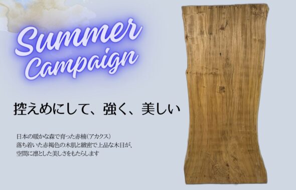 赤楠　一枚板テーブル　キャンペーン
