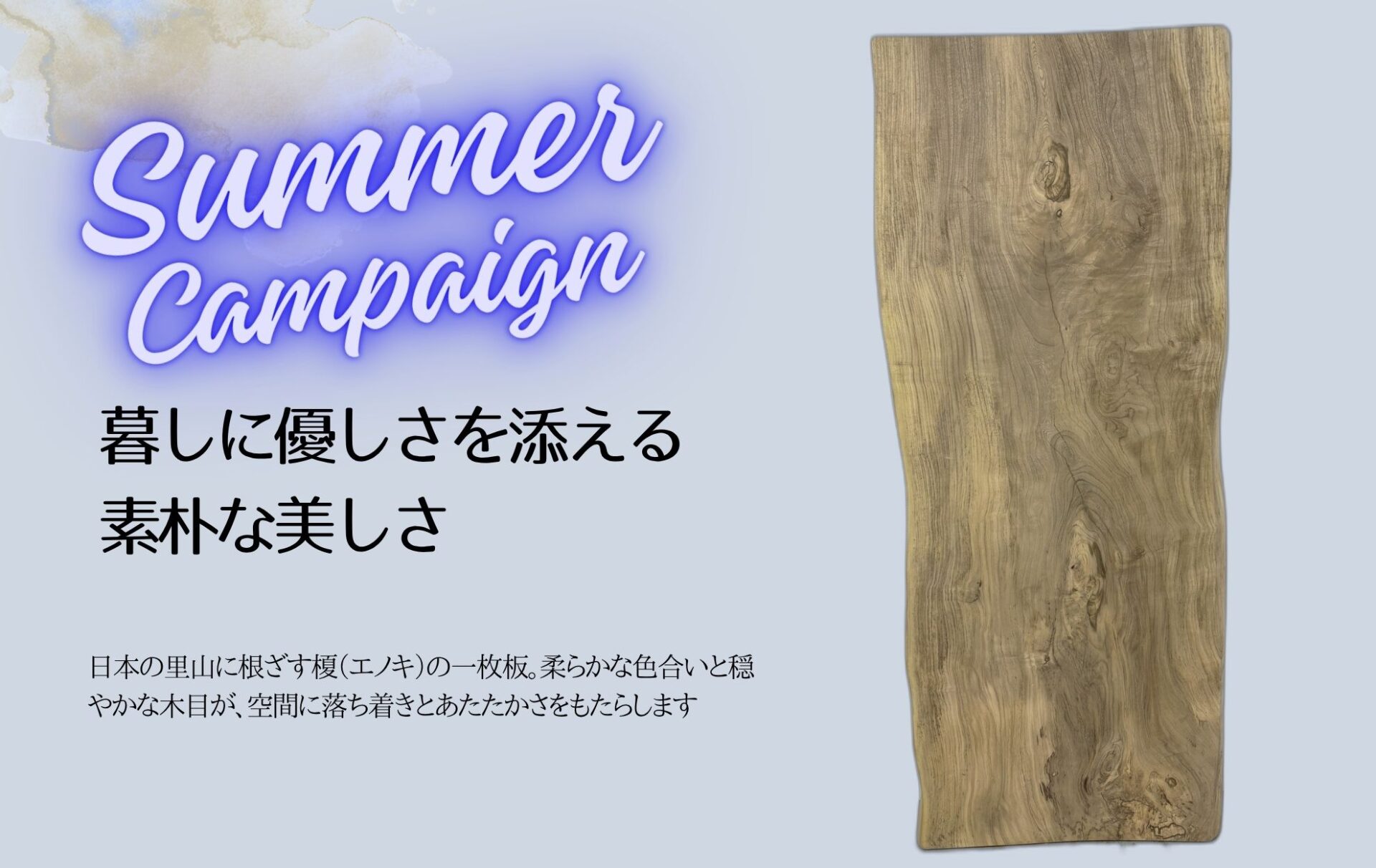 エノキ　一枚板テーブル　キャンペーン